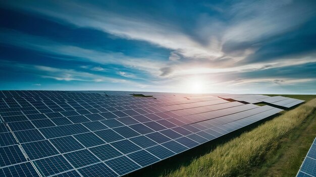 Photo solar panels against blue skyagainst the deep blue sky in suny weather