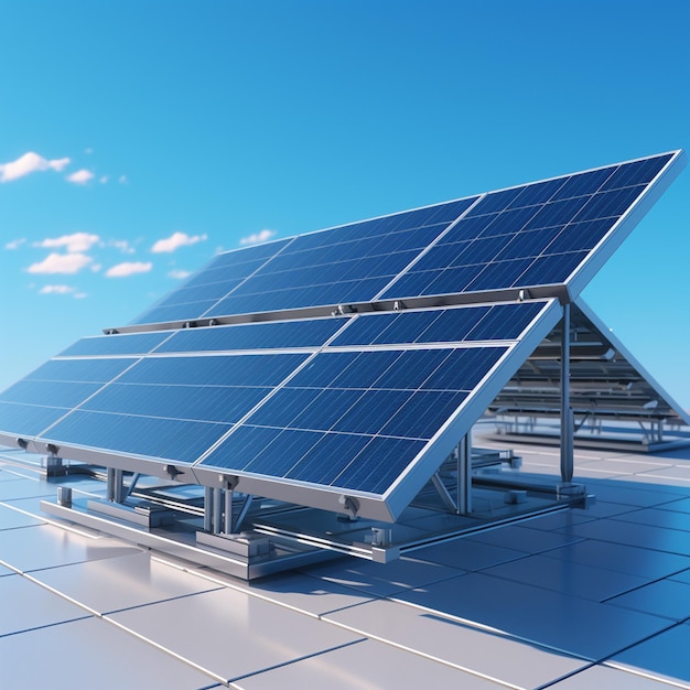 Photo solar panels against a clear blue sky