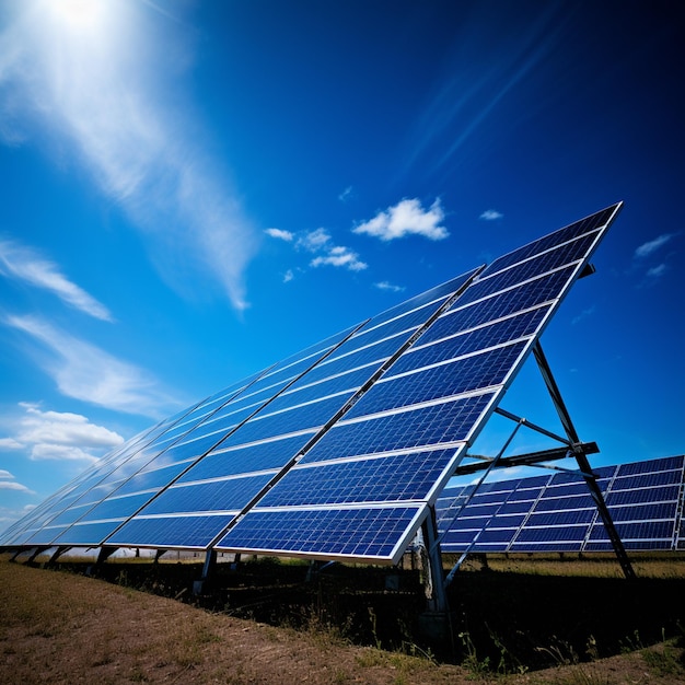 Photo solar panels against a clear blue sky