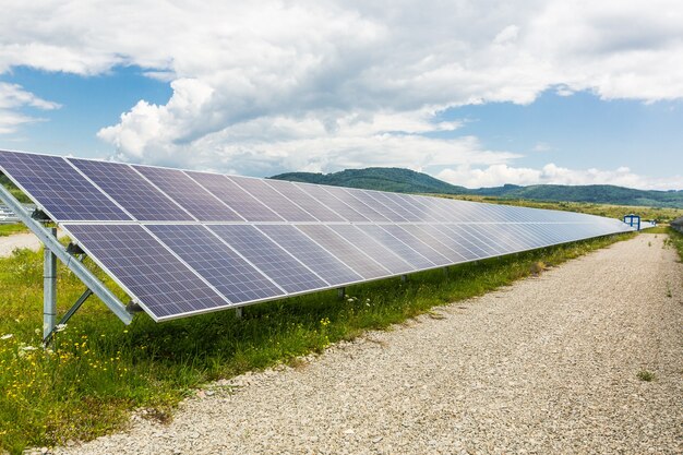 Solar Panels Against The Deep Blue Sky