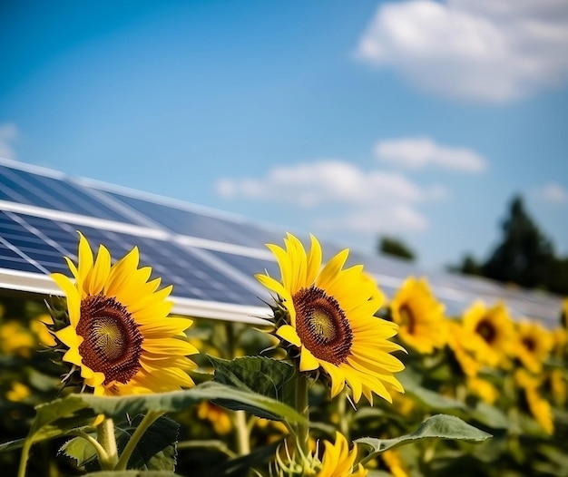 Solar panels as alternative sources of energy green energy sunflower