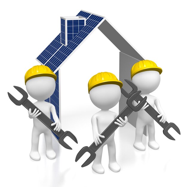 Photo solar panels assembly 3d illustration