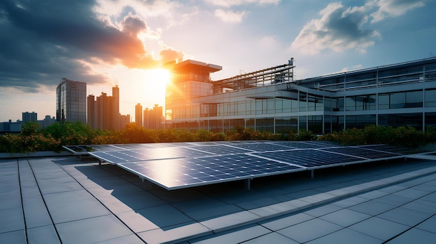 Solar panels being installed on office buildings