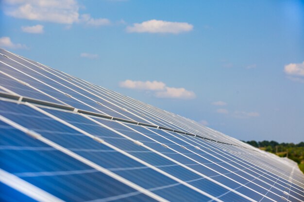 Solar panels under the blue sky