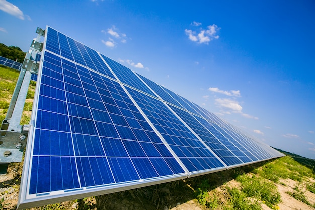 Solar panels under the blue sky