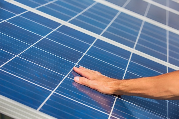 Solar panels on blue sky 