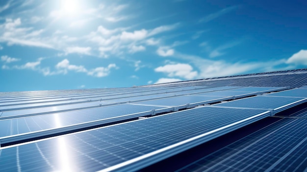 Solar panels on a clear blue sky