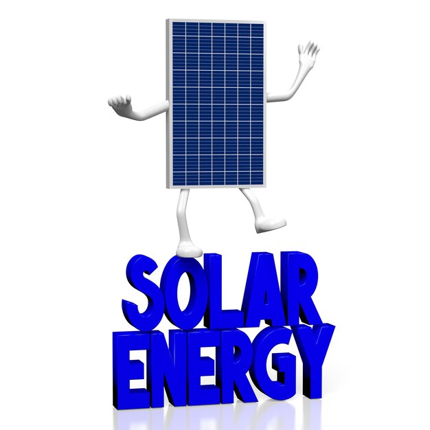 Photo solar panels concept 3d illustration