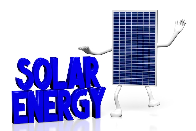 Photo solar panels concept 3d illustration