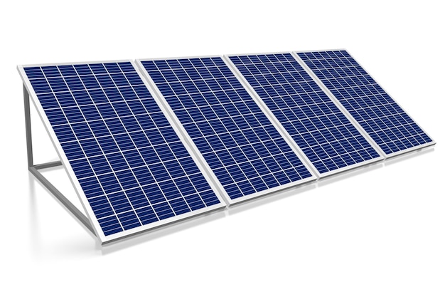 Solar panels concept 3D illustration