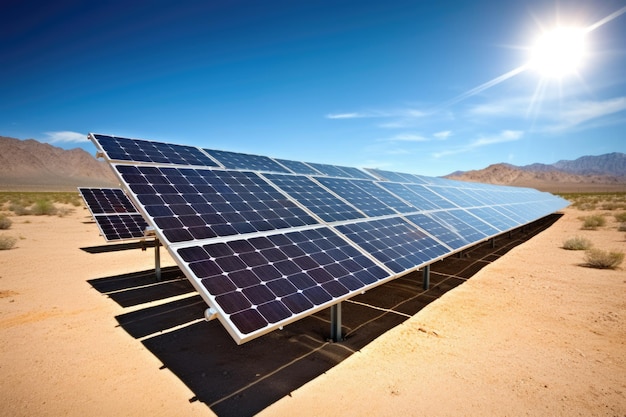 Solar panels in a desert landscape