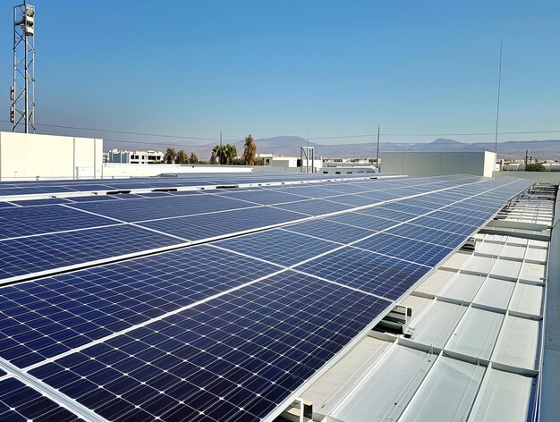 Solar panels on factory roof