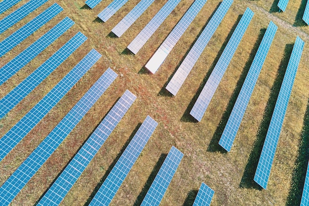 Solar panels farm in the field