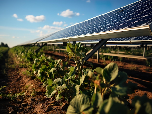 Photo solar panels in the field generative ai