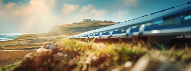 Solar panels glistening in the sunlight harnessing clean energy for the community