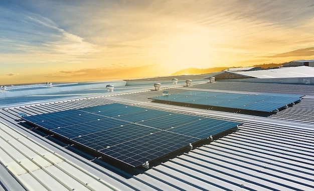 Solar panels install on roof top