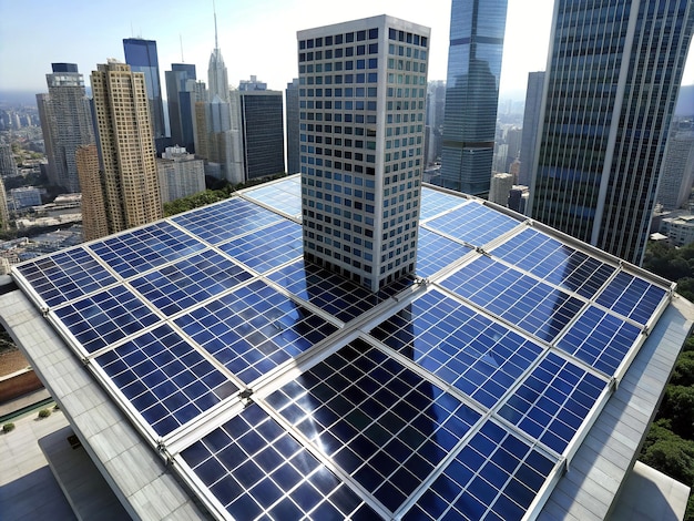 solar panels installed in a skyscraper