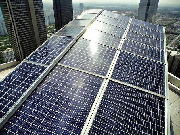 solar panels installed in a skyscraper