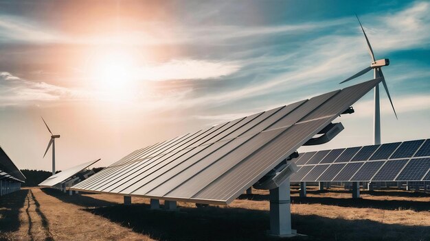 Solar panels mounted on the ground