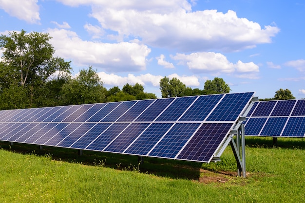 Solar panels mounted on the ground