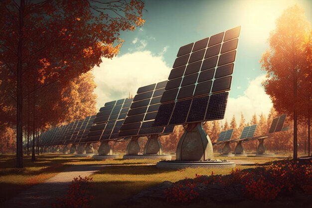 Solar panels park in the afternoon time