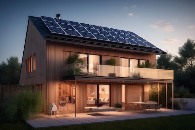 Solar panels on a private house Neural network AI generated