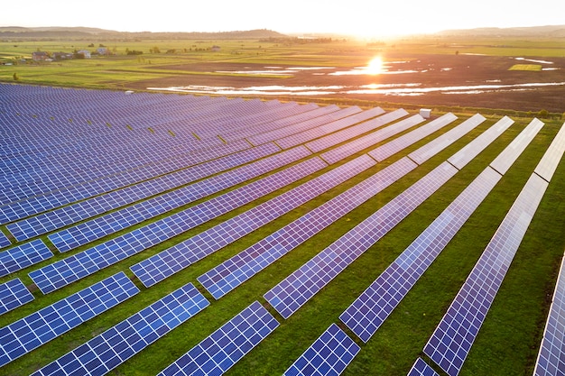 Solar panels producing renewable clean energy.