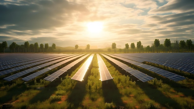 Солнечные панели генерируют возобновляемую энергию AI