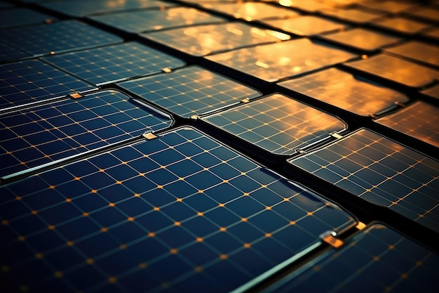 Solar panels on a roof of a building