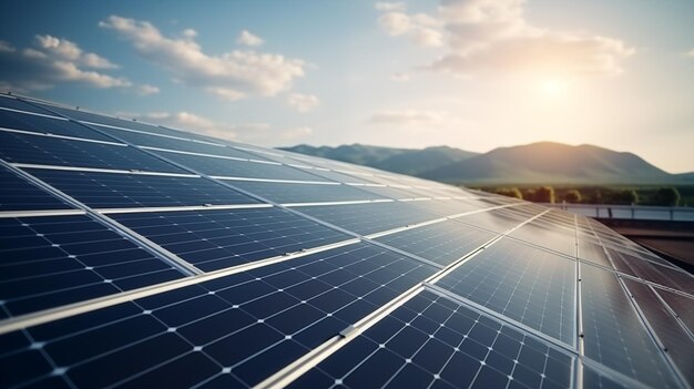 Solar panels on the roof of the house