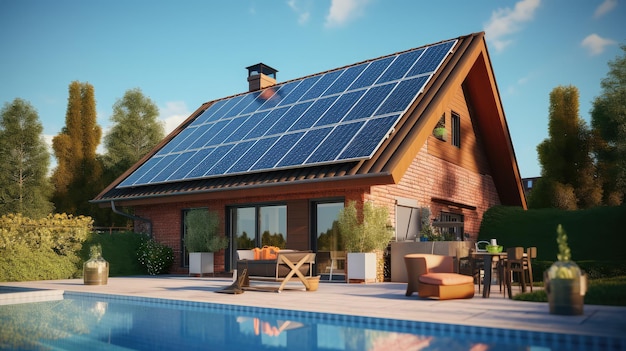 Solar panels on the roof of the house