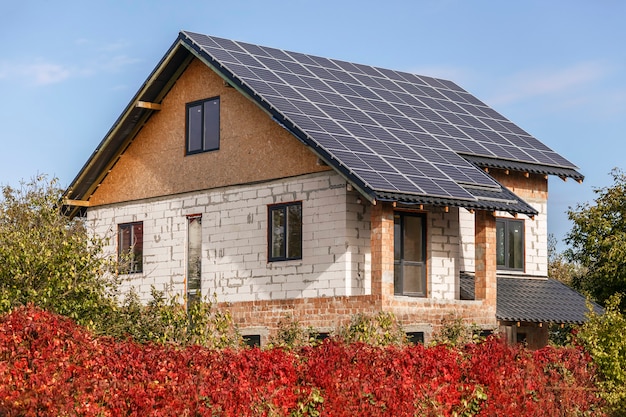 Solar panels on the roof of a private house