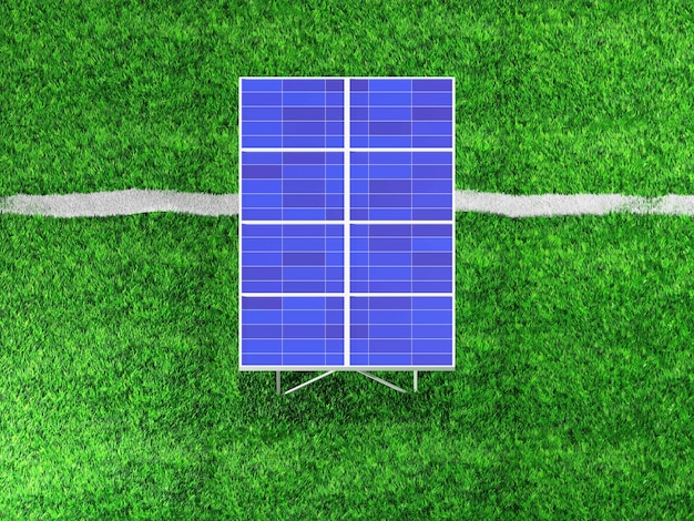 Solar panels on the sky background Solar power plant Blue solar panels 3d render