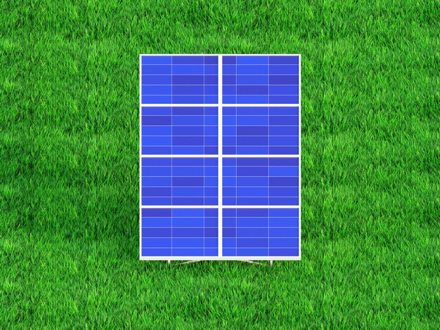 Solar panels on the sky background Solar power plant Blue solar panels 3d render