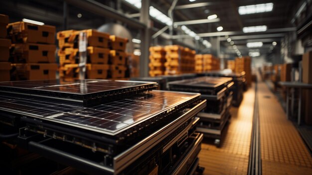 Photo solar panels in warehouse