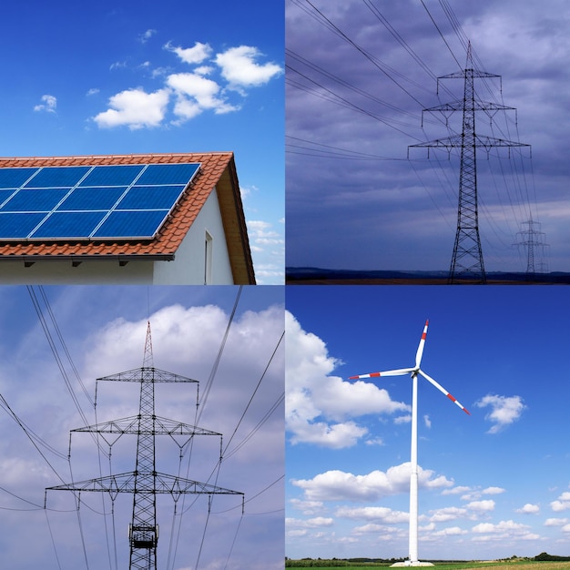 Solar panels on with a blue photocell