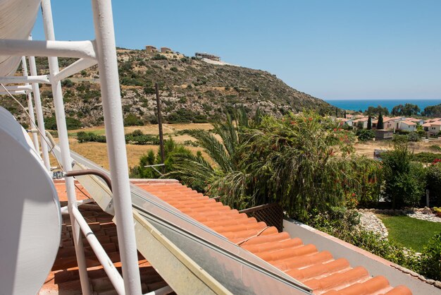 Solar panels with water collector on the roof