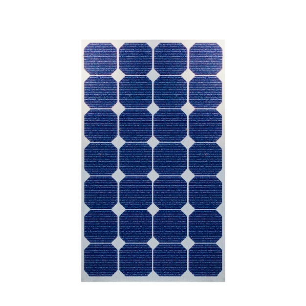 Photo solar photovoltaic panels in 3d isolated on white background. space for text