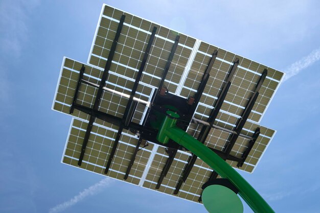 Solar photovoltaic panels mounted on city street pole for electricity supply of streetlights and surveillance cameras