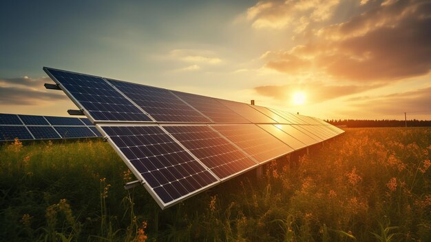 Solar power engineer installing solar panels on the roof