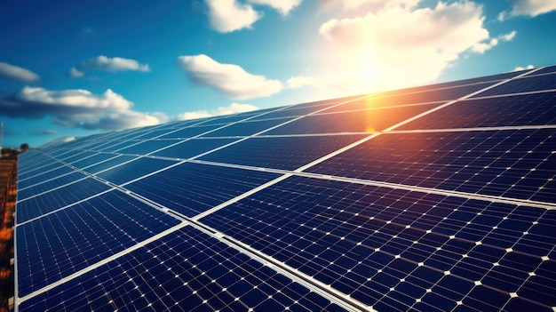 Solar power panel with blue sky