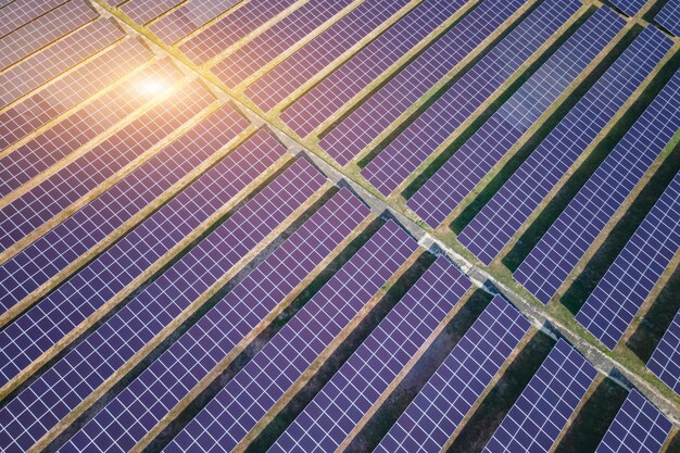 Solar power panels in the top view