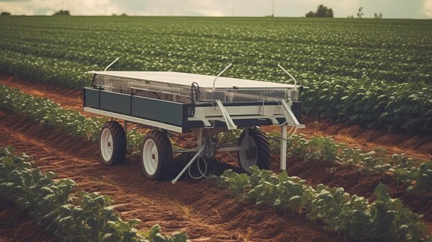 Solar powered agriculture robot working in the field