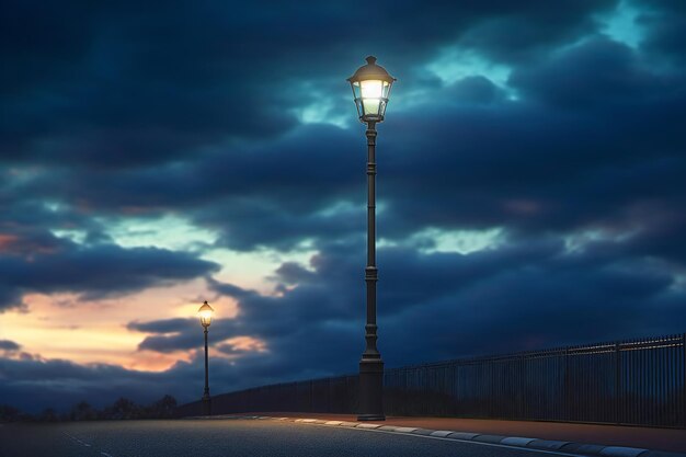 Photo solar street light in twilight sky