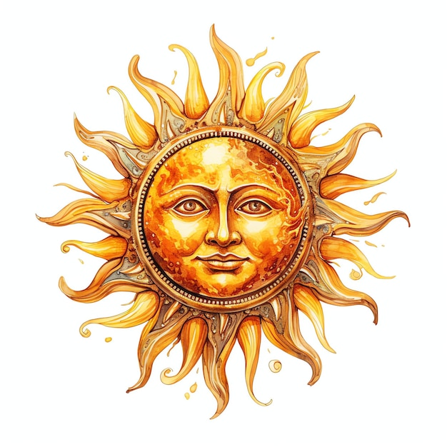 Solar symbol representing the sun god Shamash illustration