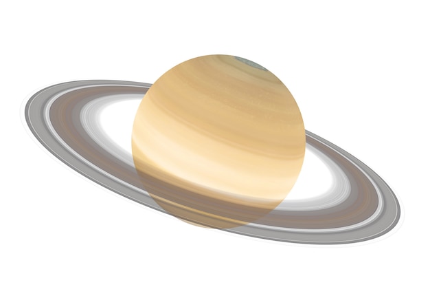 Solar System Concept. View of Full Big Planet Saturn with Rings from Space on a white background. Elements of this image furnished by NASA. 3d Rendering