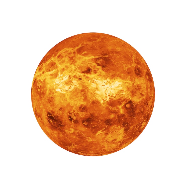 Photo solar system concept. view of full big planet venus from space on a white background. elements of this image furnished by nasa. 3d rendering