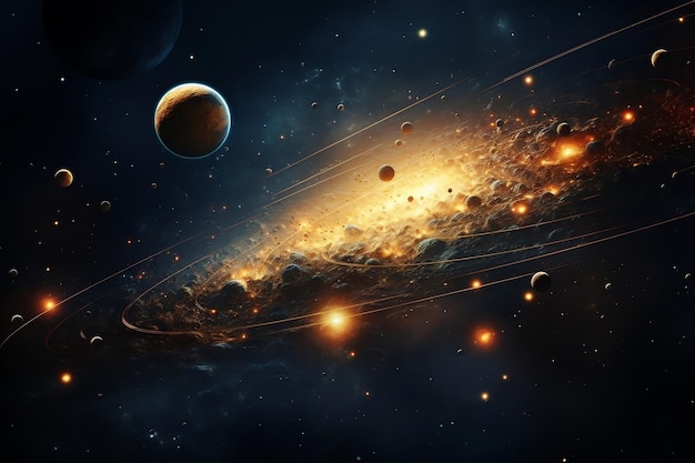 Solar System Planets Against a Starlit Background Generative AI