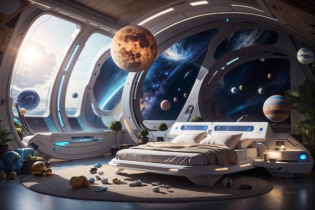 Solar System Sanctuary Design a Futuristic Bedroom with Planetary Themes