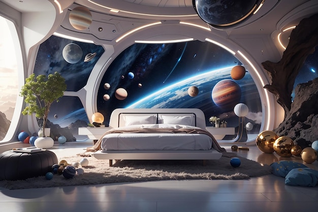 Solar System Sanctuary Design a Futuristic Bedroom with Planetary Themes